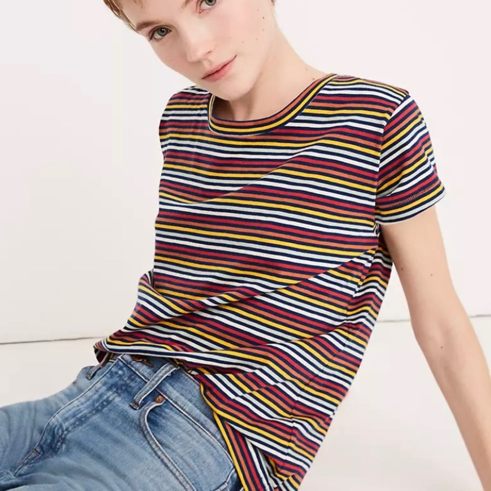 Madewell Ex-Boyfriend Tee Rainbow Stripe